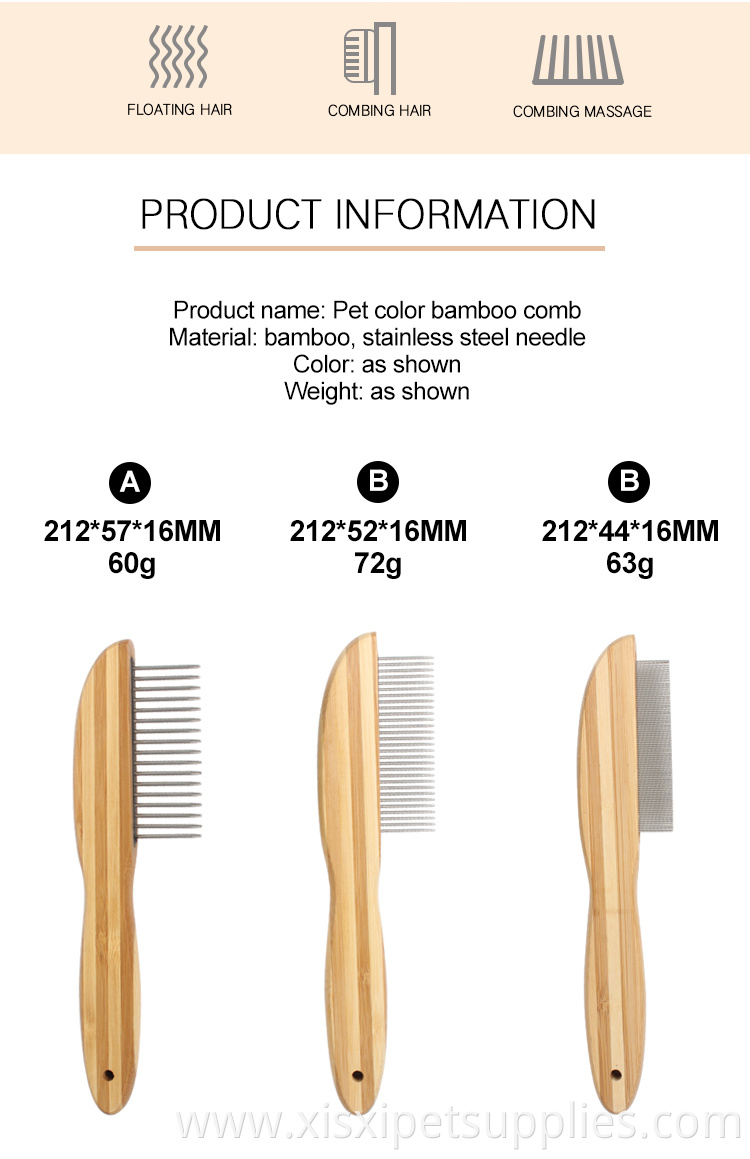 Factory Wholesale Bamboo Wooden Handle Cat Flea Comb Pet Dog Hair Grooming Comb